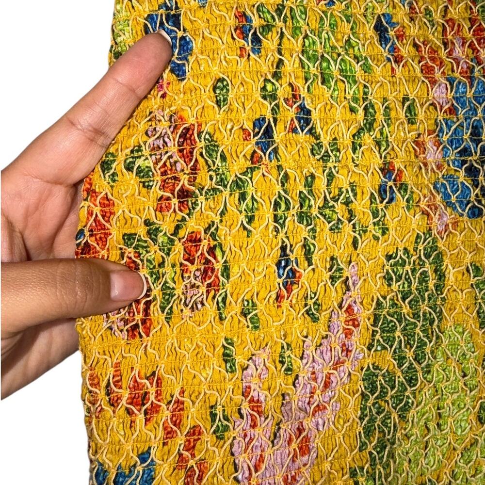 Farm Rio Summer Garden Smocked Mini Skirt Multicolor Size Large Ruffle Boho - Picture 9 of 12